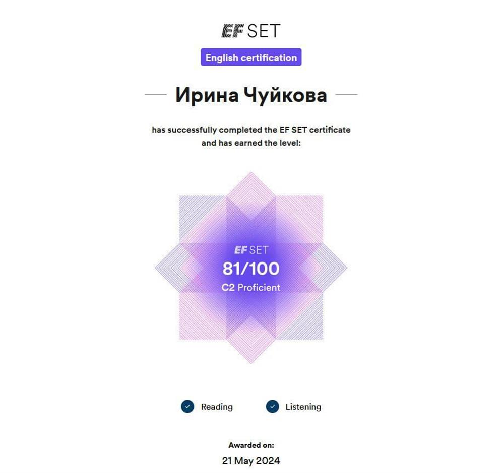 Сертификат об уровне английского