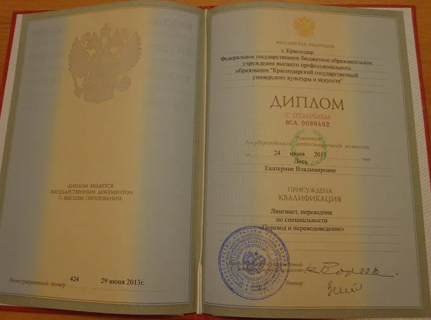 Диплом о высшем специальном образовании