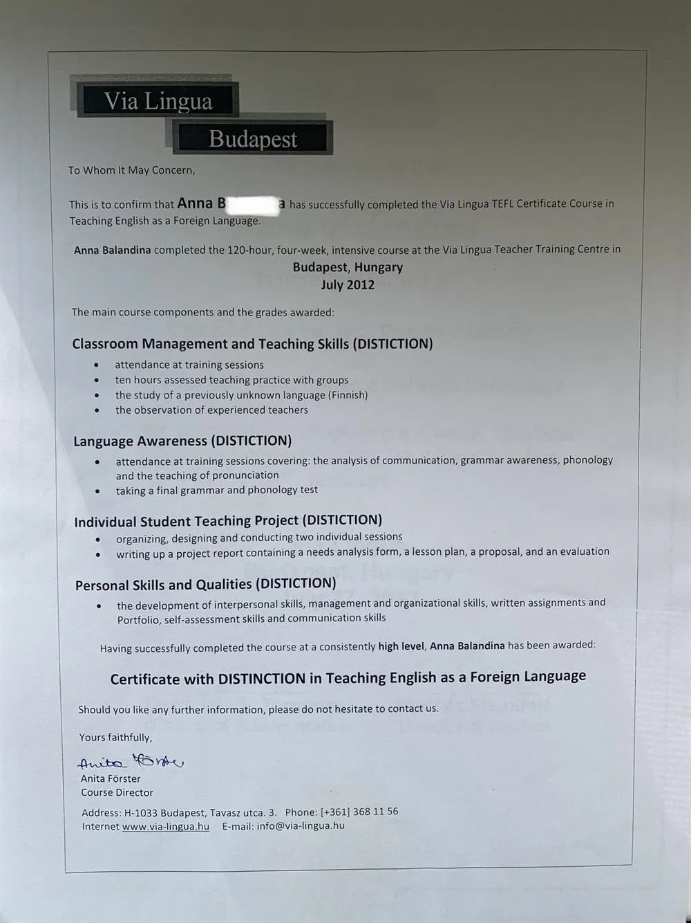 Сертификат TEFL (CELTA)