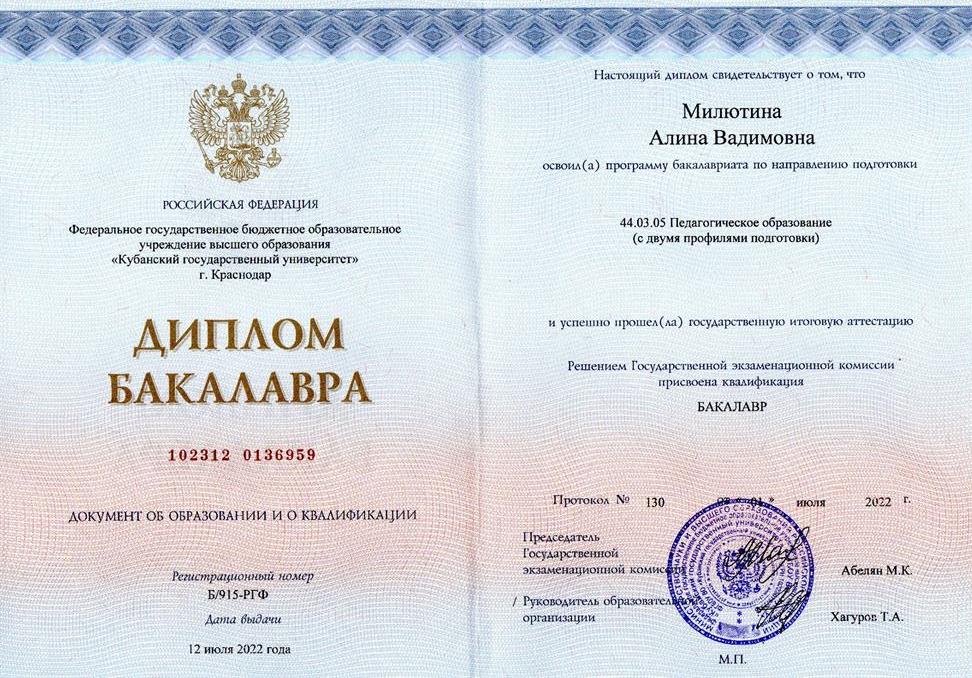 Диплом бакалавра 