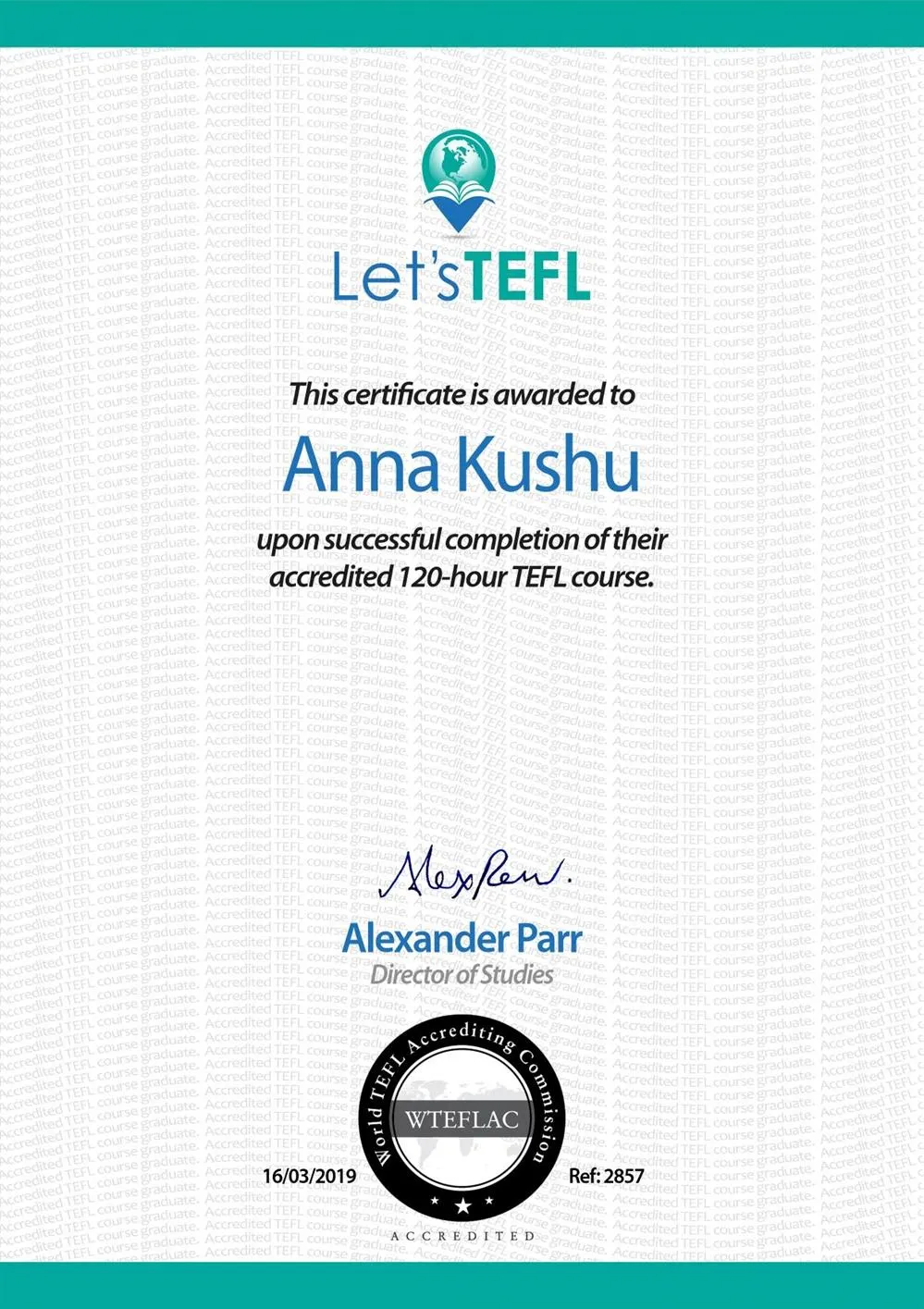 TEFL Certificate 