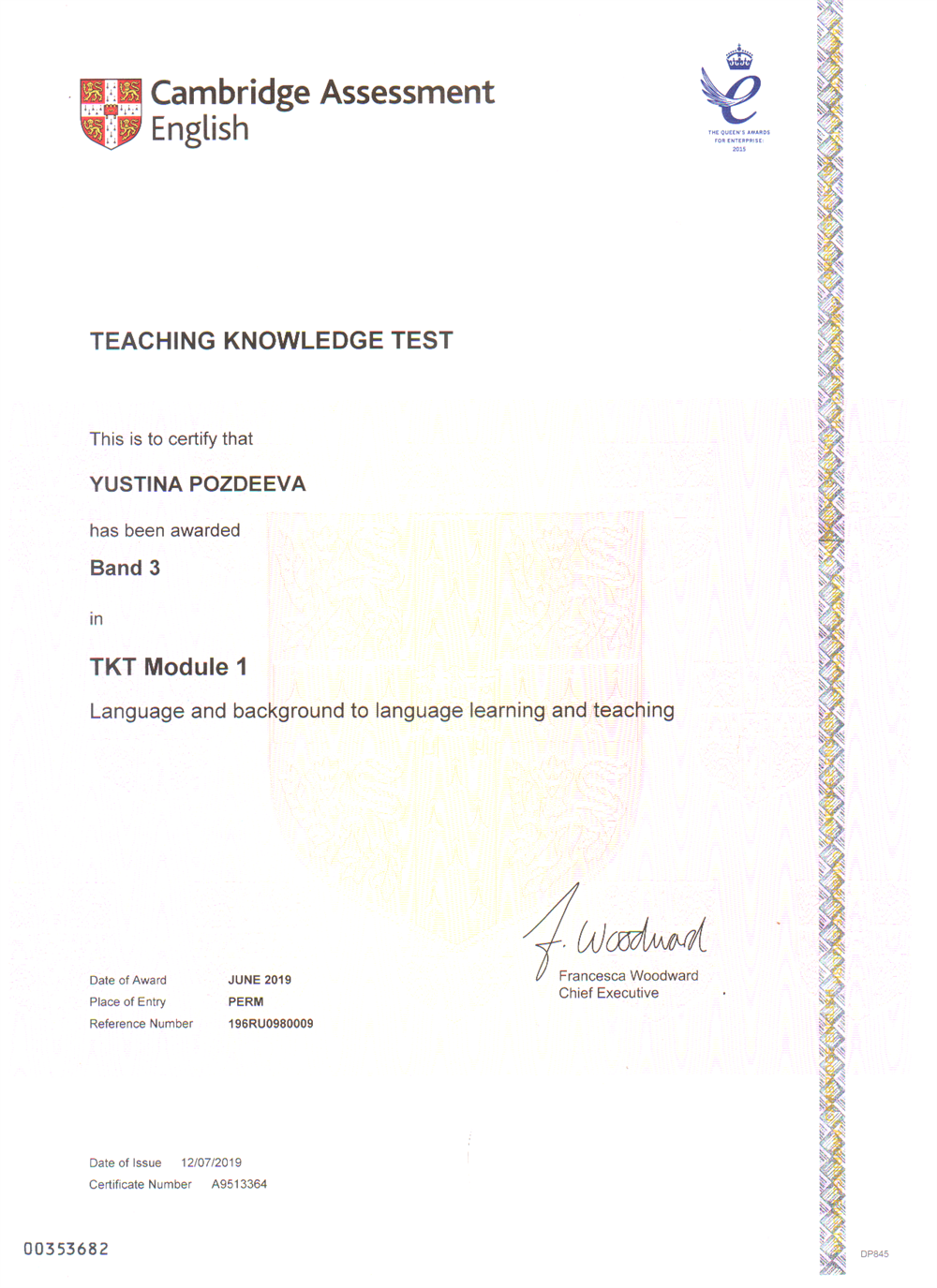 Сертификат Teaching Knowledge Test Module 1