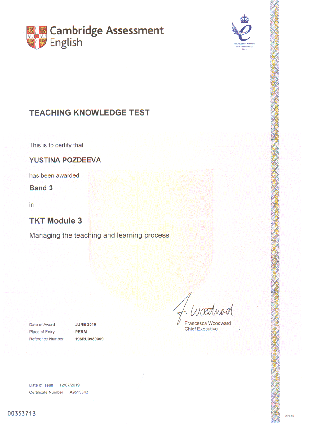 Сертификат Teaching Knowledge Test Module 3