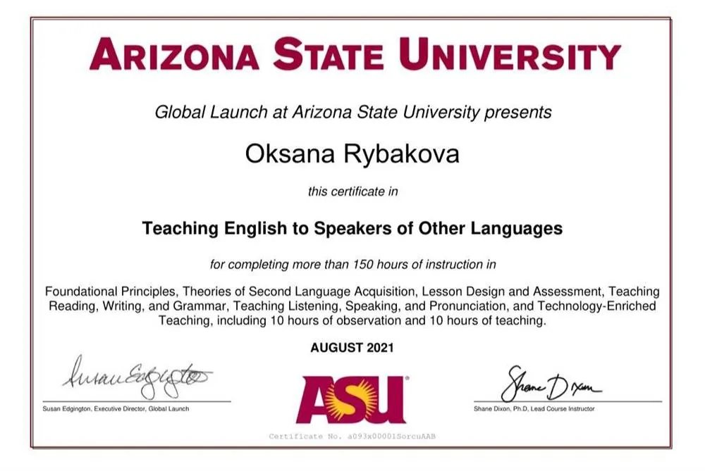 TESOL, Arizona State University