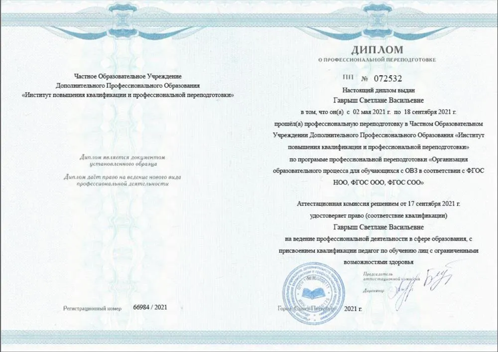 Диплом ОВЗ