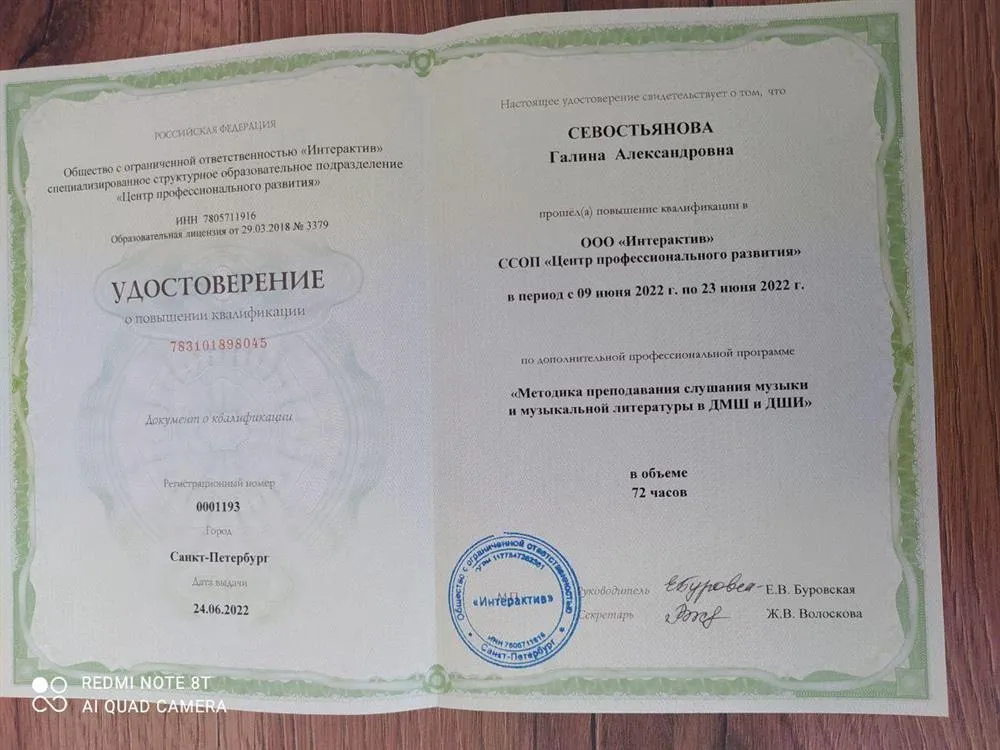 Удостоверение повышения квалификации