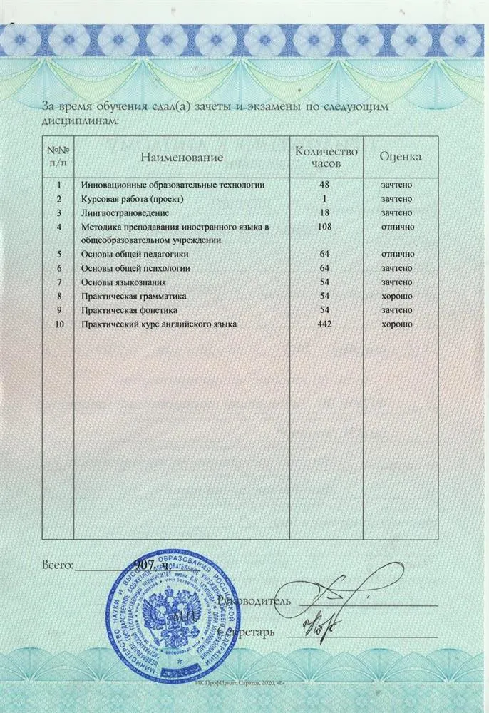 Приложение к диплому