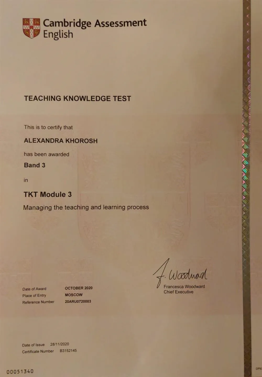 Cambridge certificate TKT Module 3