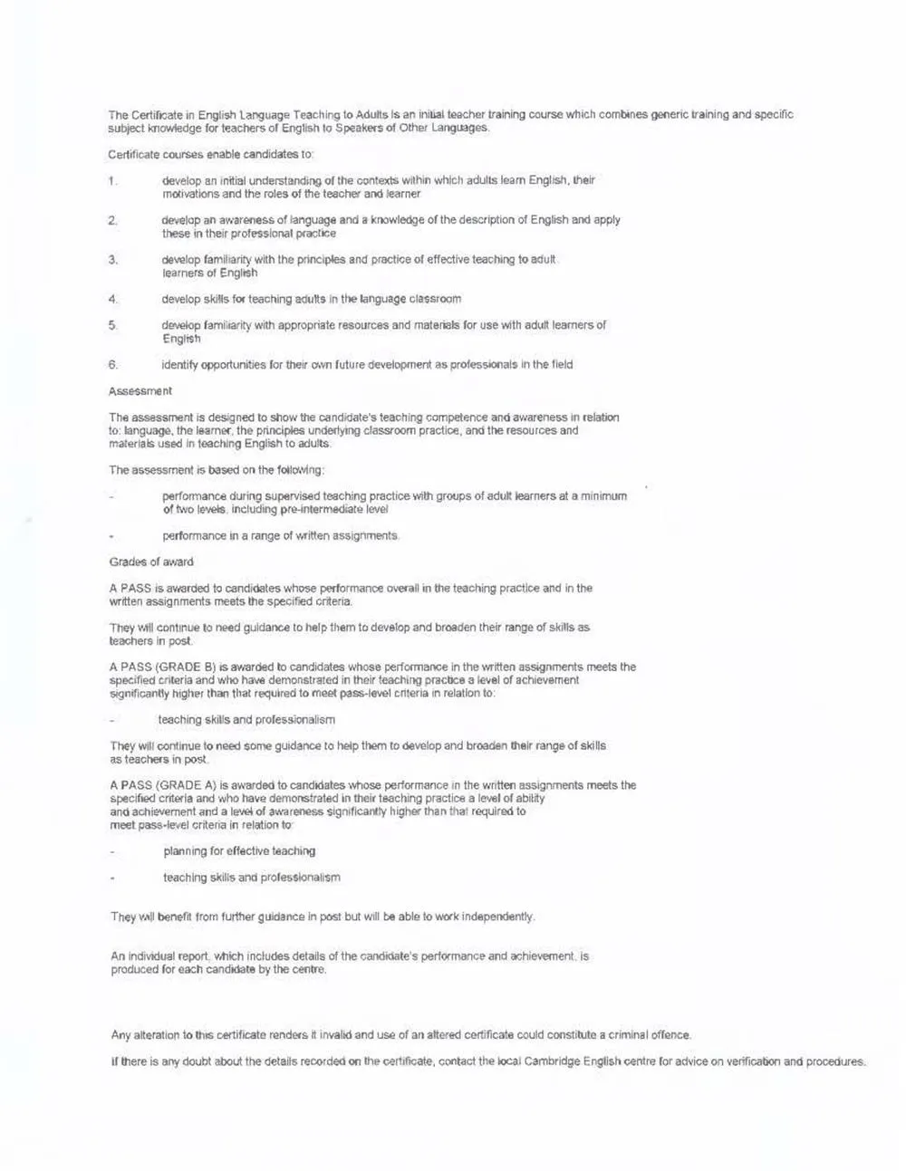 Сертификат CELTA стр.2