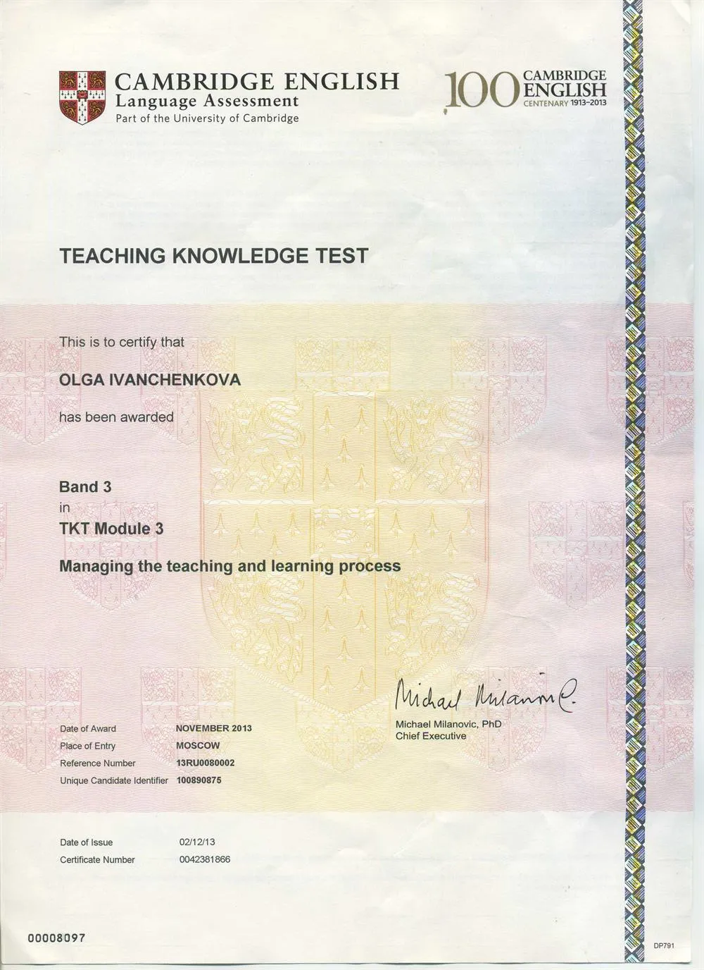 Сертификат Teaching Knowledge Test/ Module 3