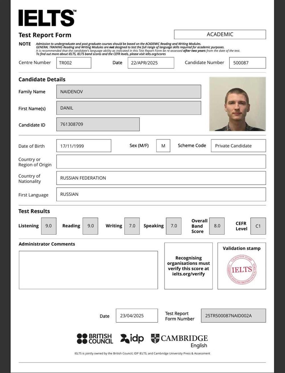 Сертификат IELTS, Band 8. C1-C2 level