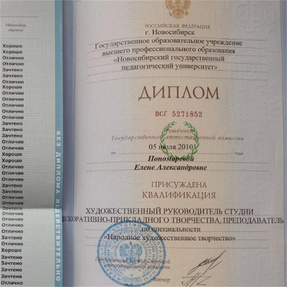 ВУЗ НГПУ специальность: руководитель художественной студии. Академический рисунок, живопись, скульптура, авторская кукла, народный костюм, народные ремёсла.