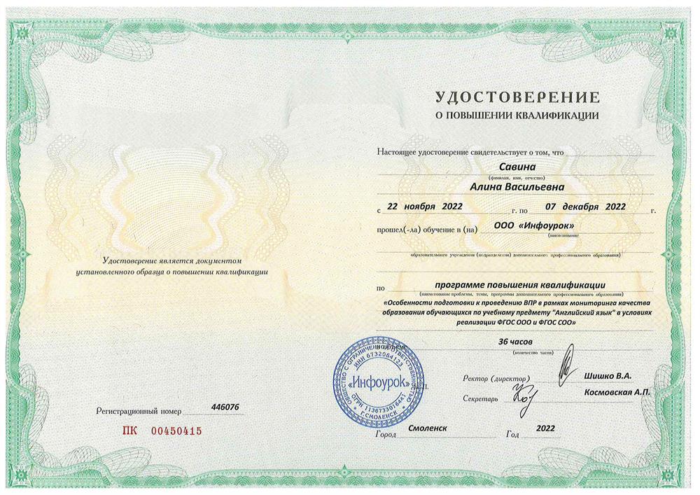 Особенности подготовки к ВПР по английскому языку