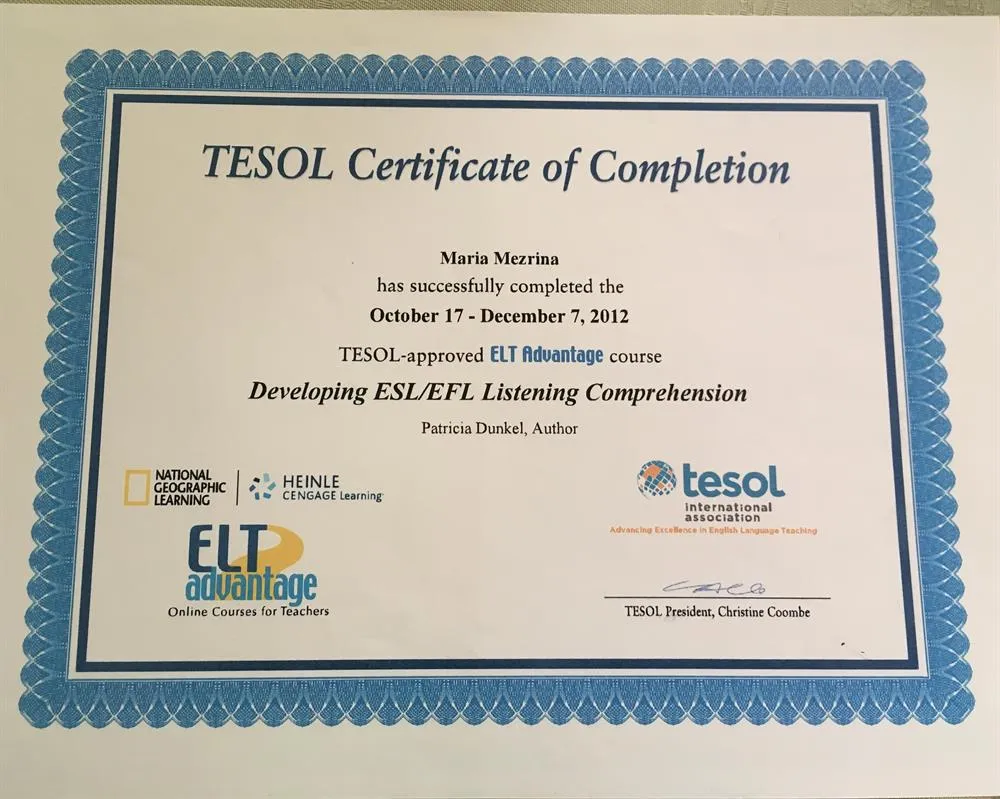 Tesol certificate