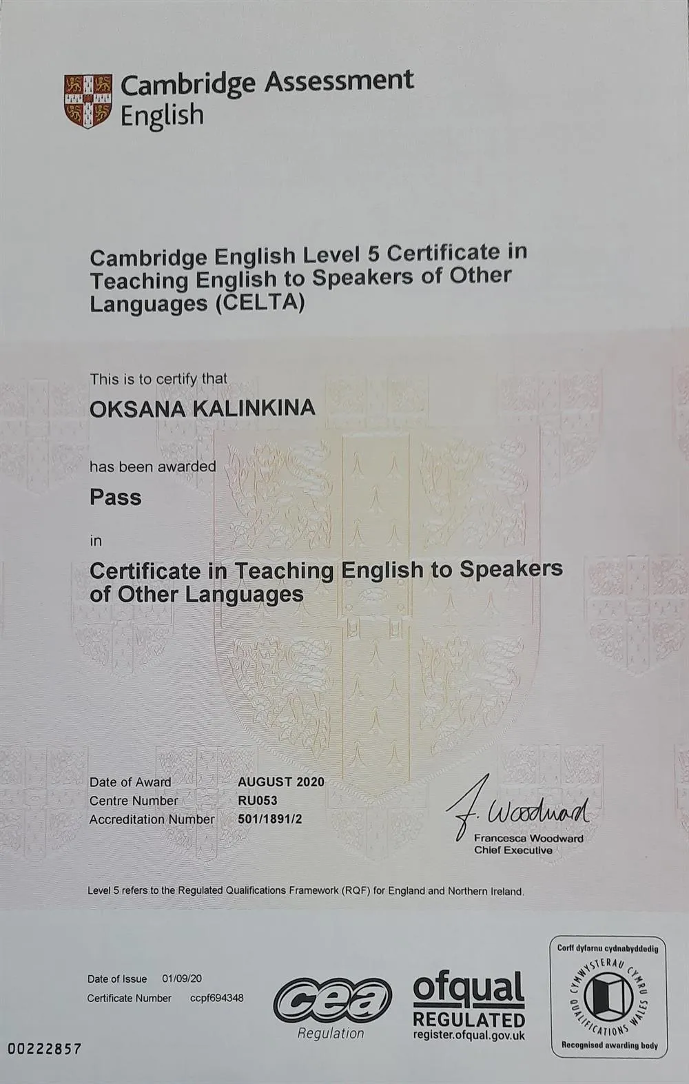 Certificate in Teaching English to Speakers of Other Languages (CELTA)