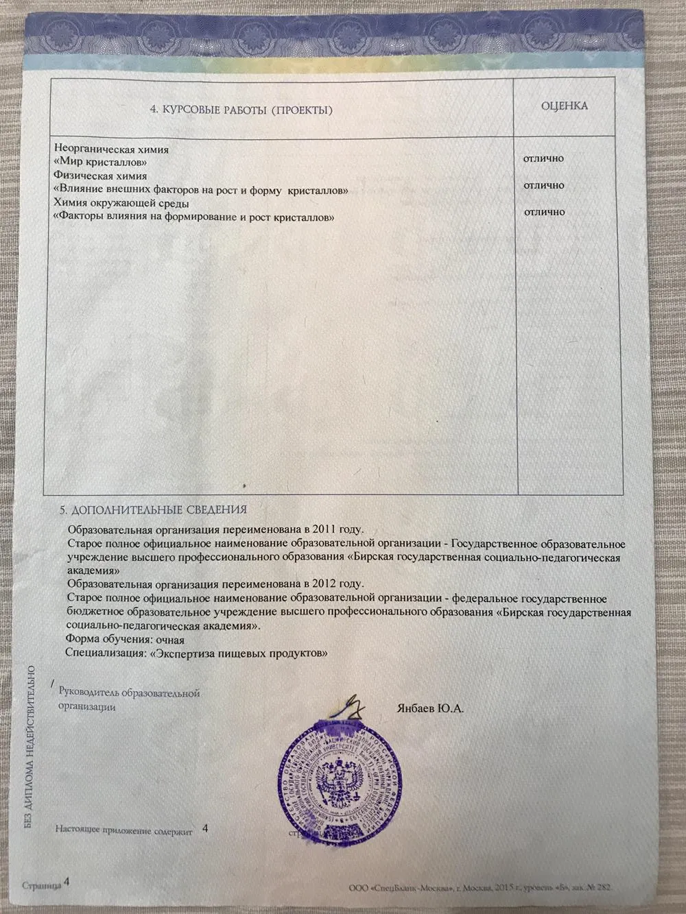 Приложение к диплому 