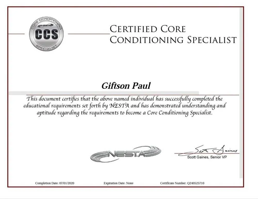 Core conditioning Specialist Certificate