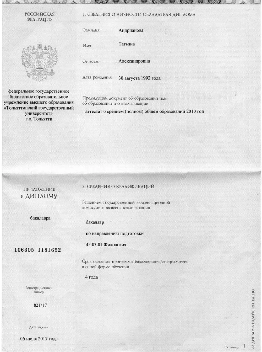 Диплом бакалавра