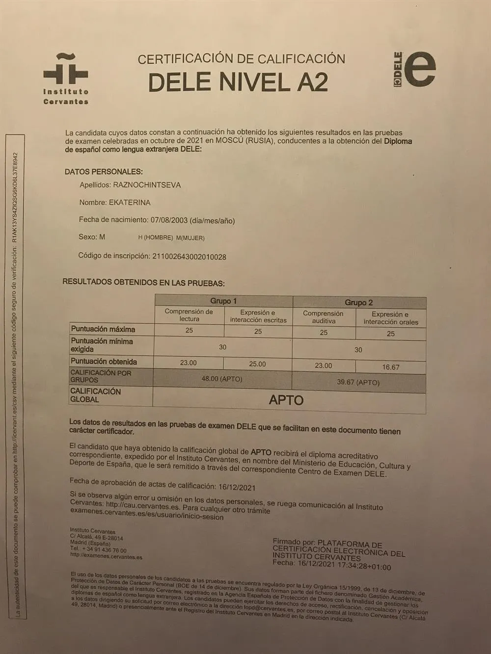 DELE A2 (испанский язык)
