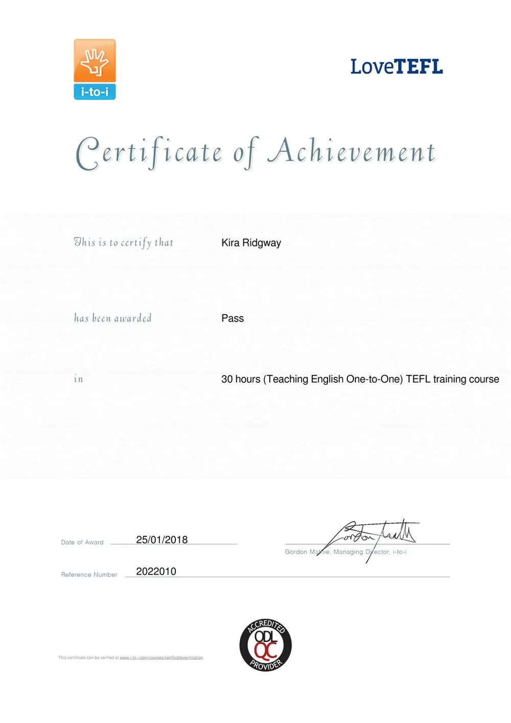  Сертификат TEFL