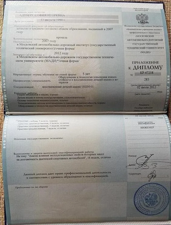 Диплом о высшем образовании 
