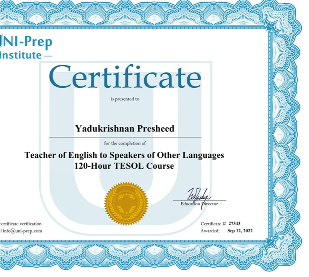 TEFL certificate 