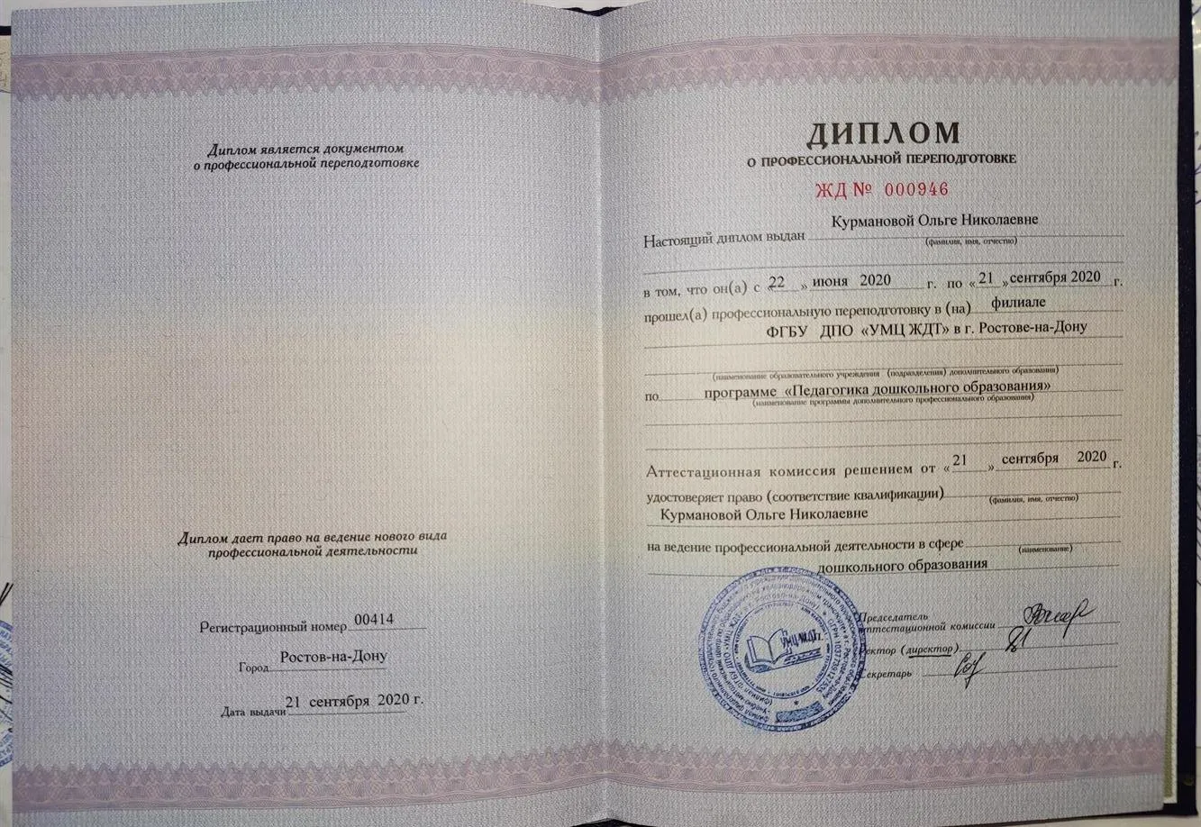 Диплом о дополнительном образовании