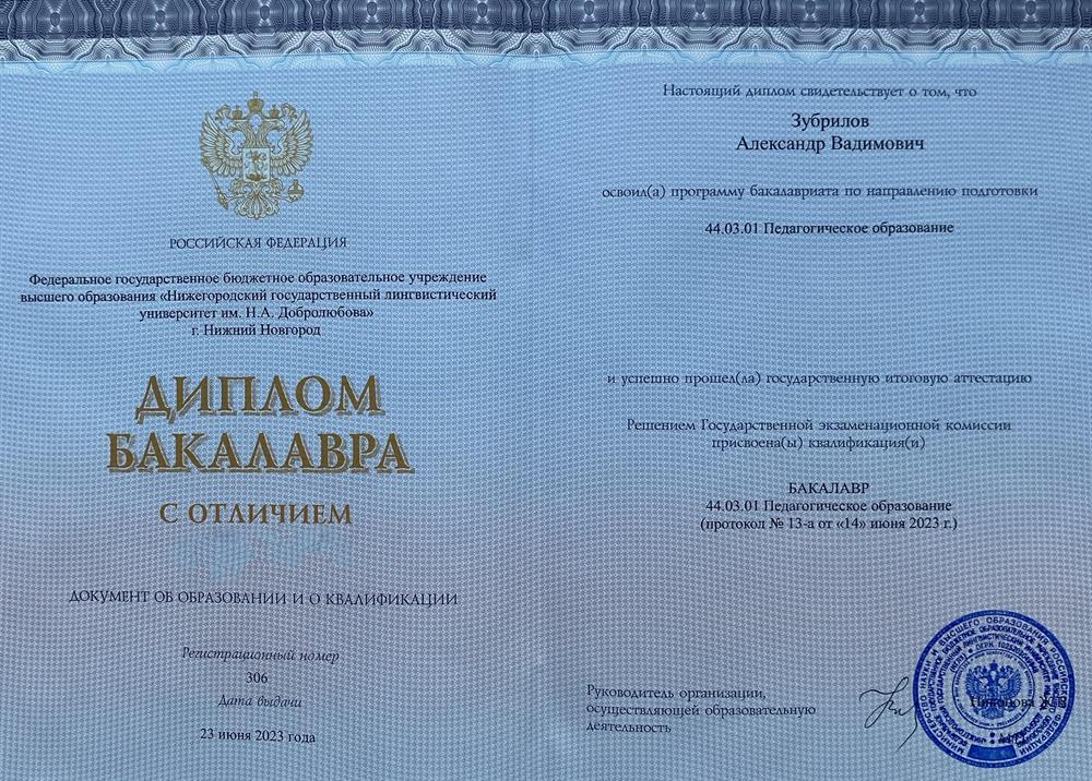 Диплом Бакалавра с Отличием