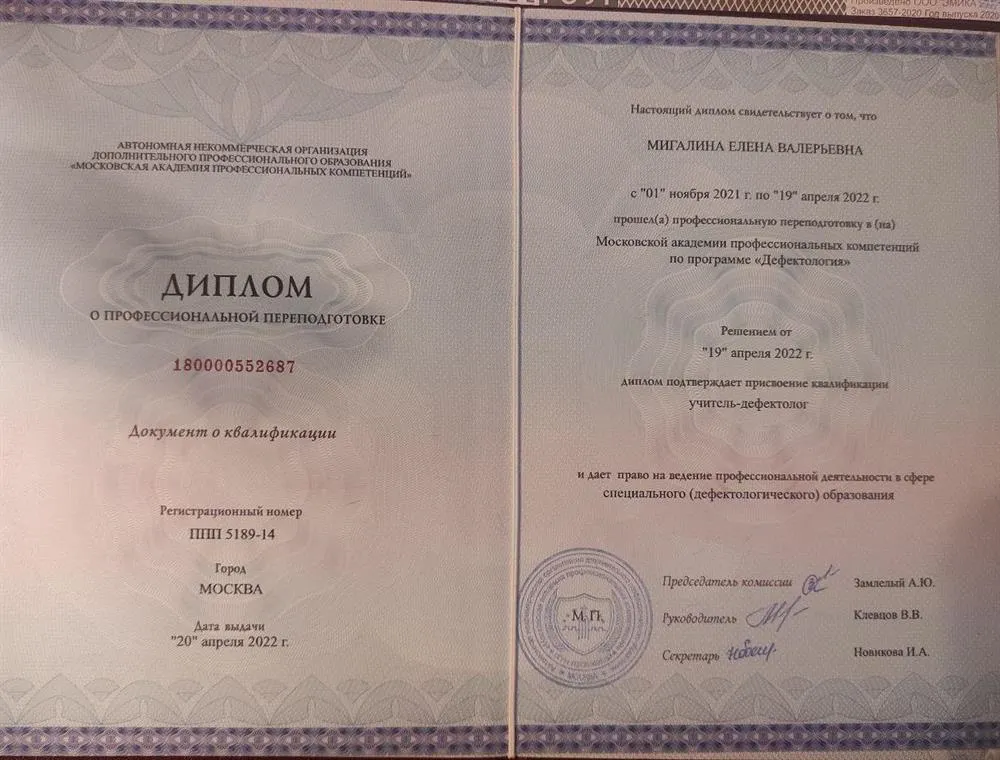 Диплом дефектолог