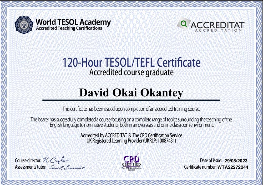 TESOL/TEFL Certificate (English teaching)