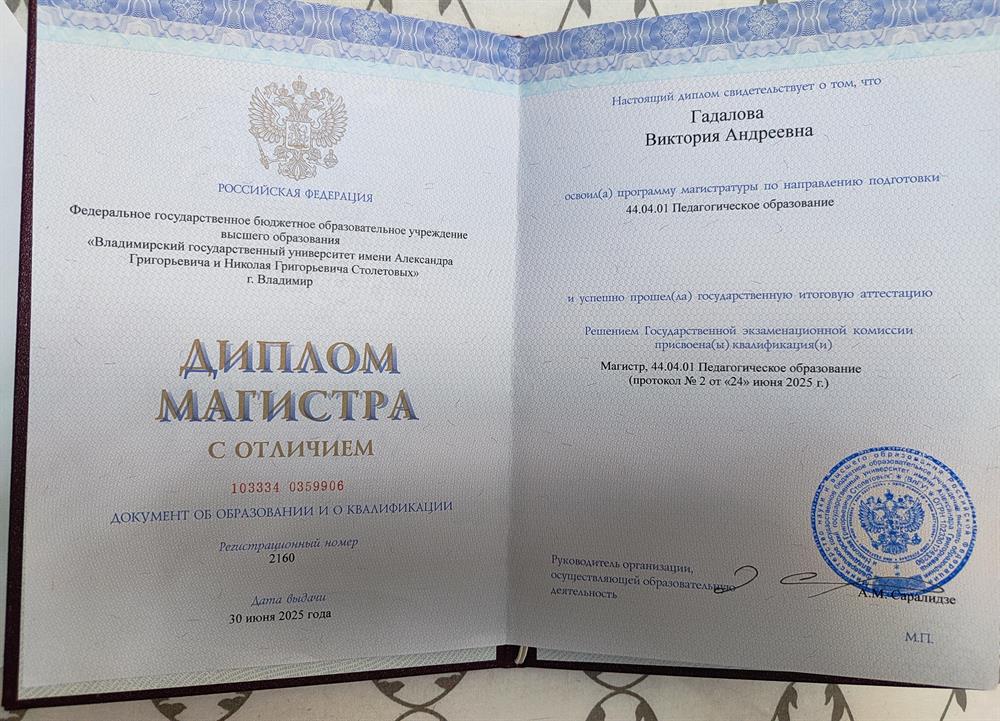 Диплом магистра с отличием