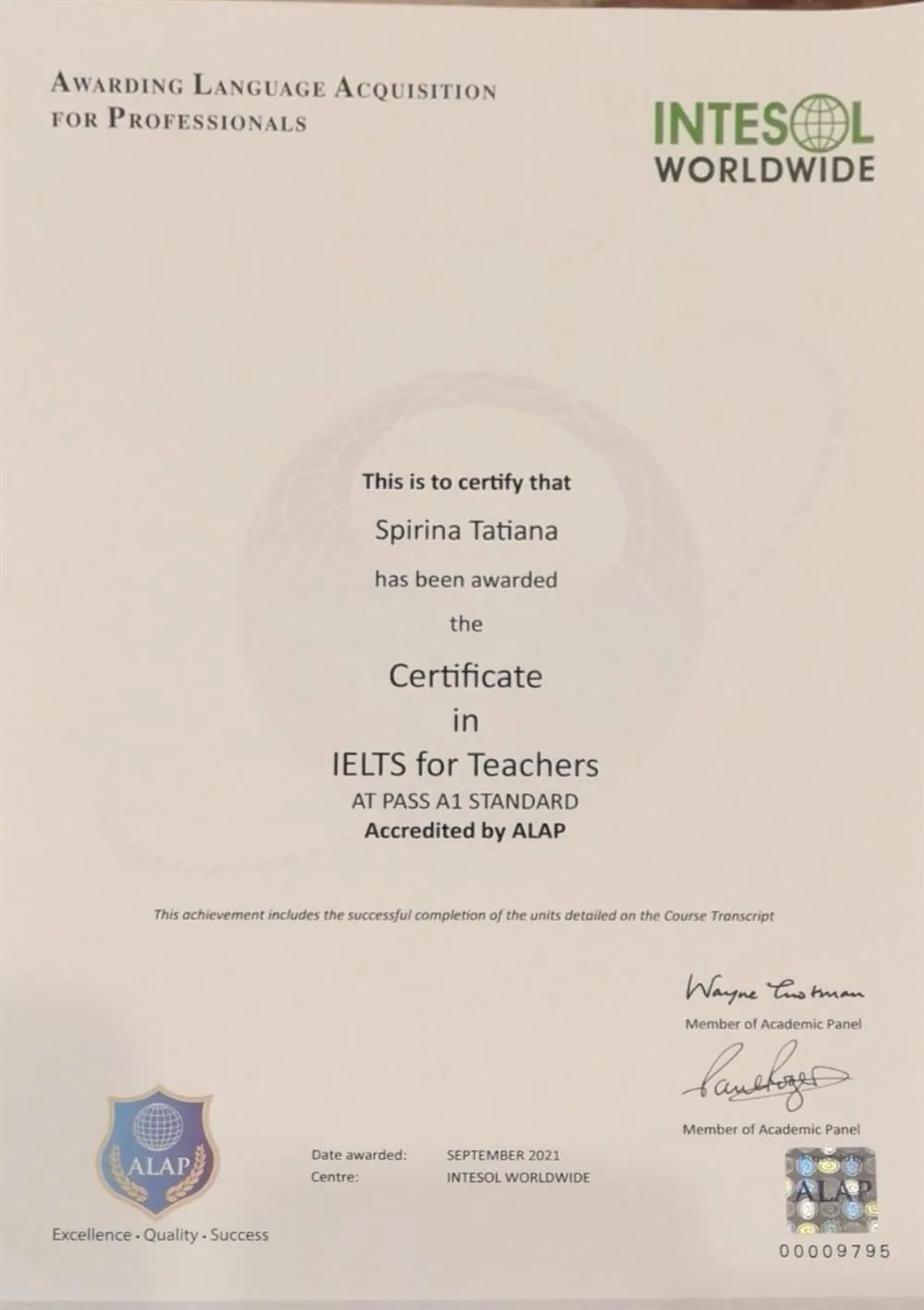 Сертификат преподавателя IELTS