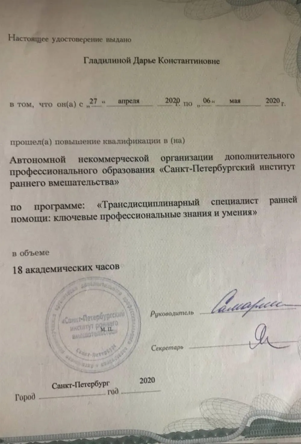Трансдисциплинарный специалист ранней помощи