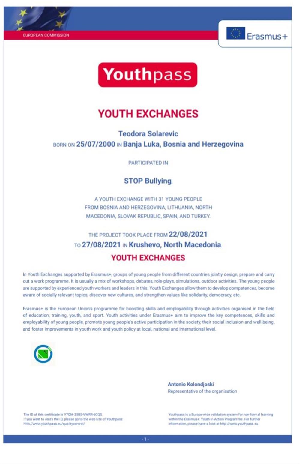 Multilingual competence and soft skill certificate ERASMUS