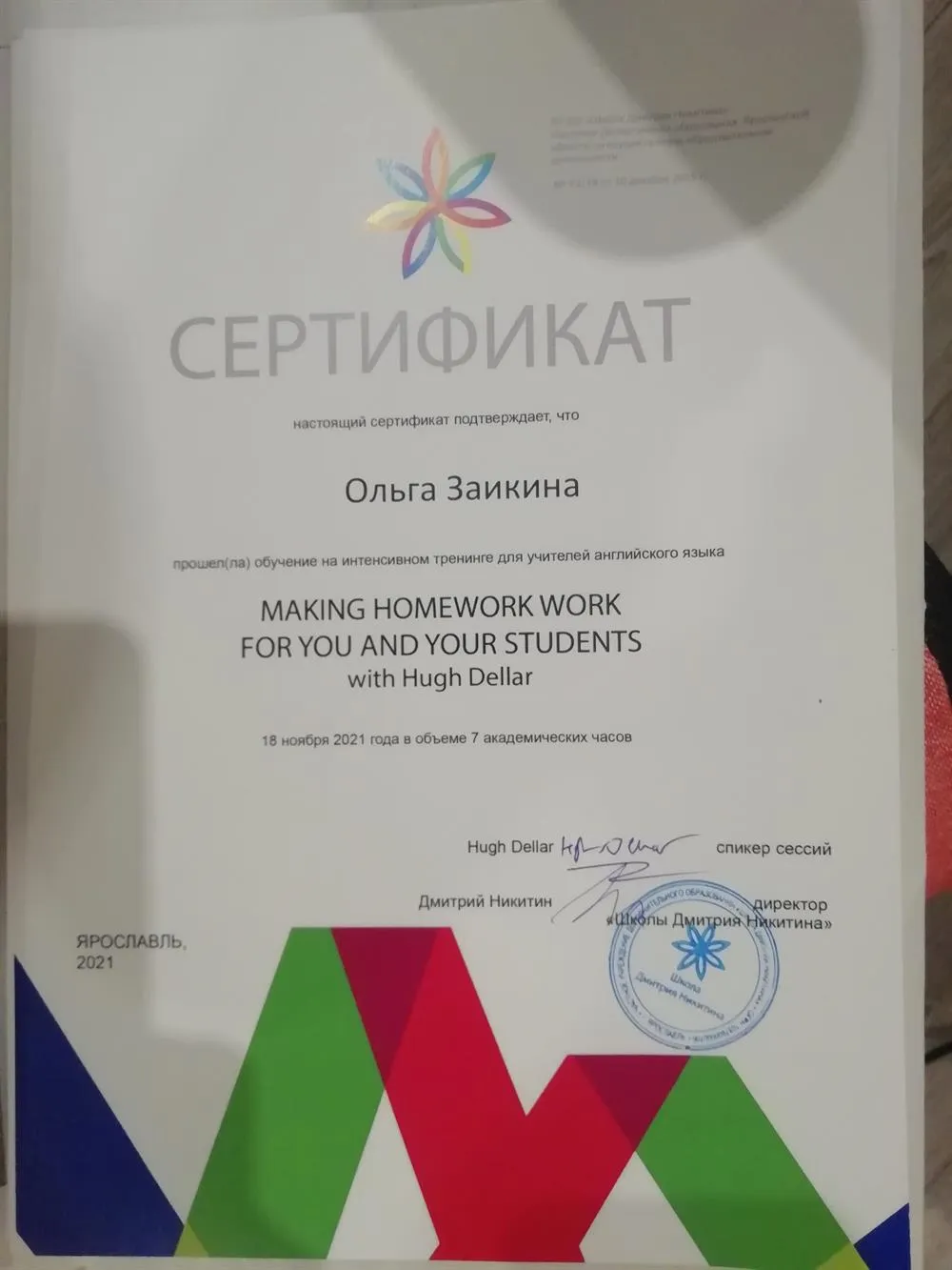 Сертификат 2021