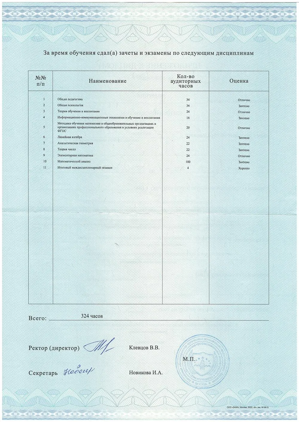 «Учитель, преподаватель математики»