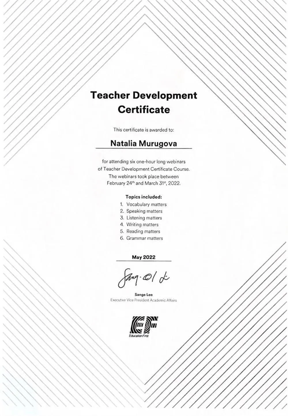 Teacher Development course