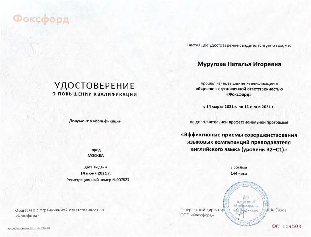 Эффективные приемы совершенствования языковых компетенций преподавателя английского языка (уровень B2-C1)