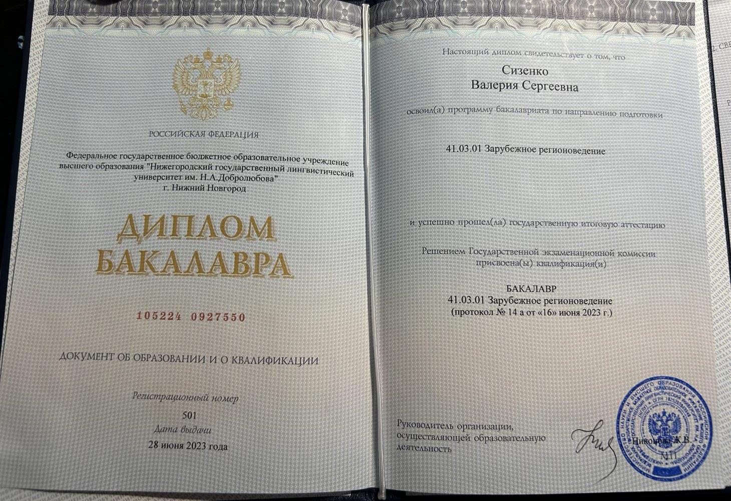 Диплом бакалавра по специальности Зарубежное регионоведение (Китайский язык)