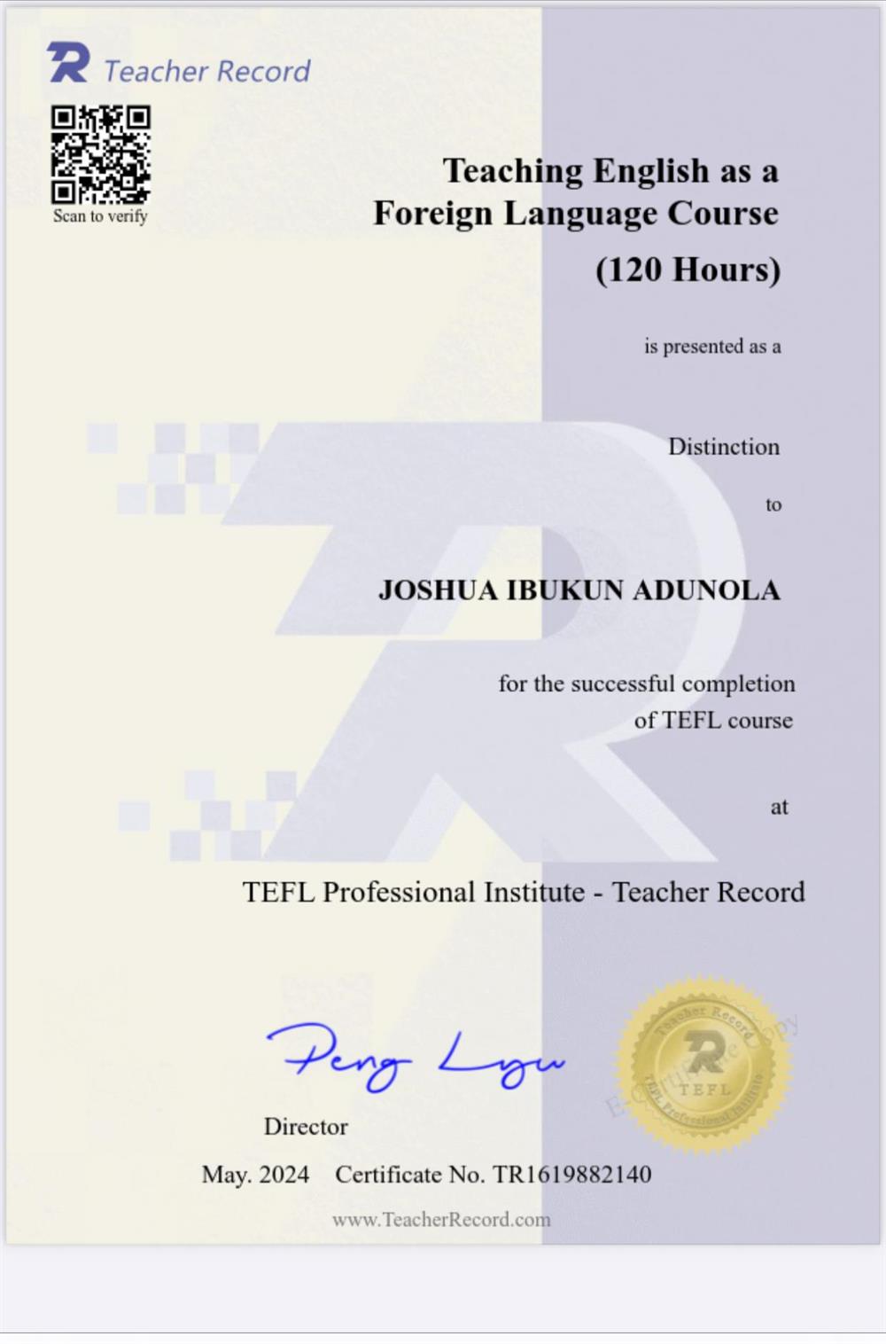 TEFL Certificate 