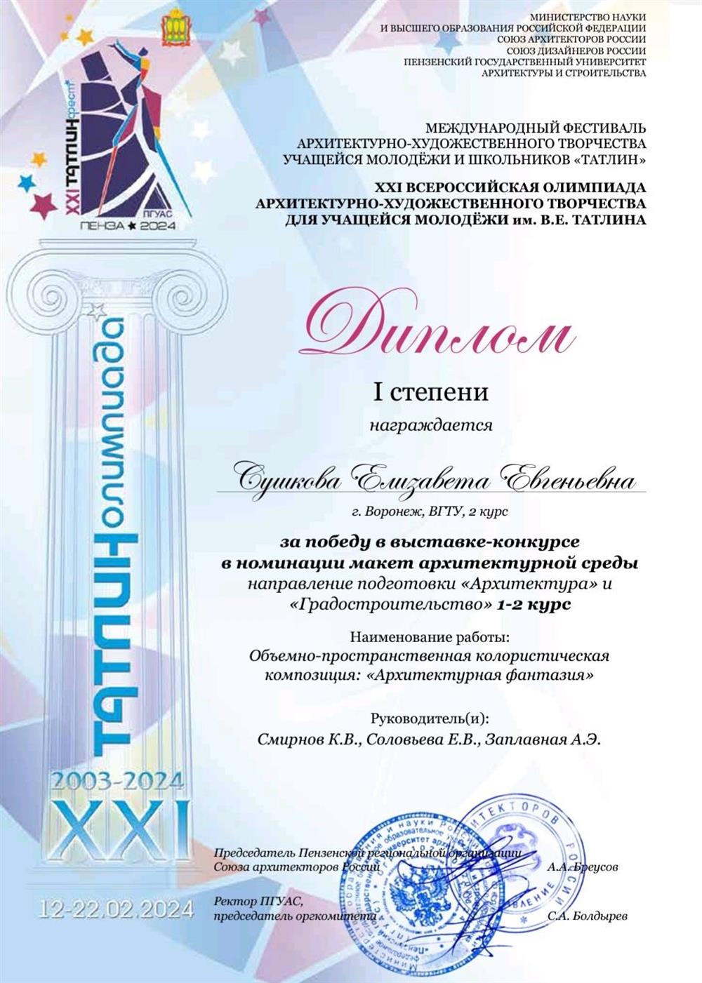 Диплом. Руководство студентами на научных и проектных конкурсах 