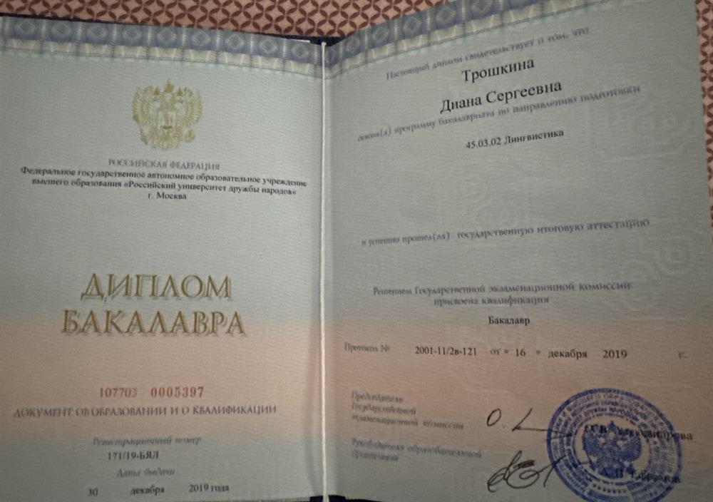 Диплом бакалавра. 
