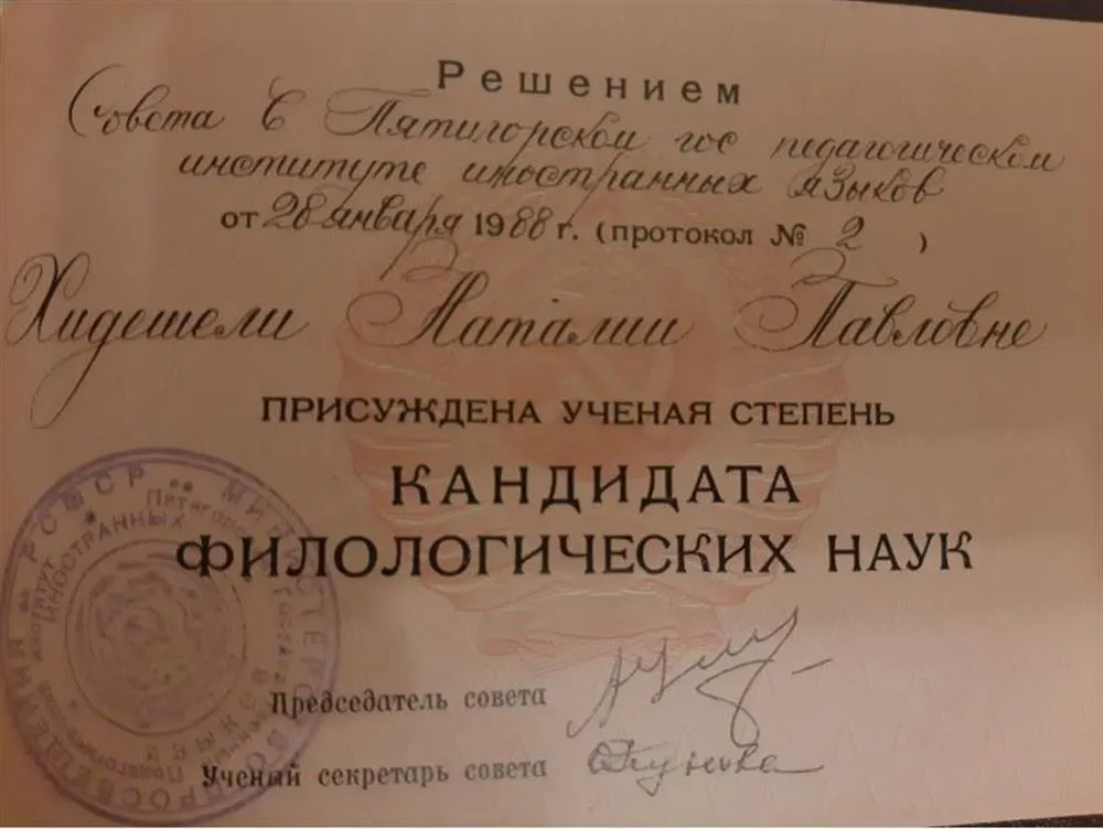 Диплом Кандидата Филологических Наук