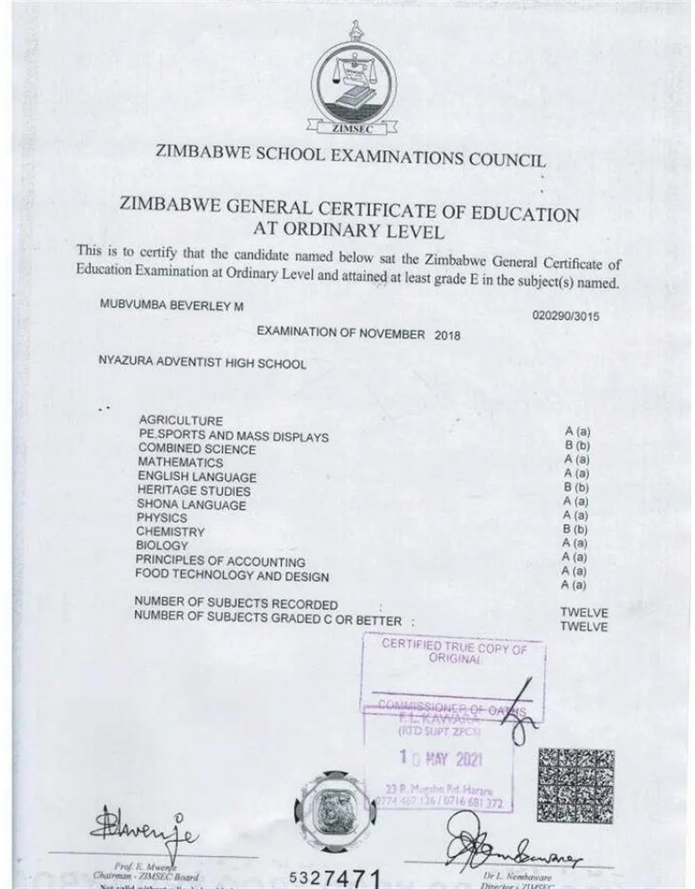 Certificate 