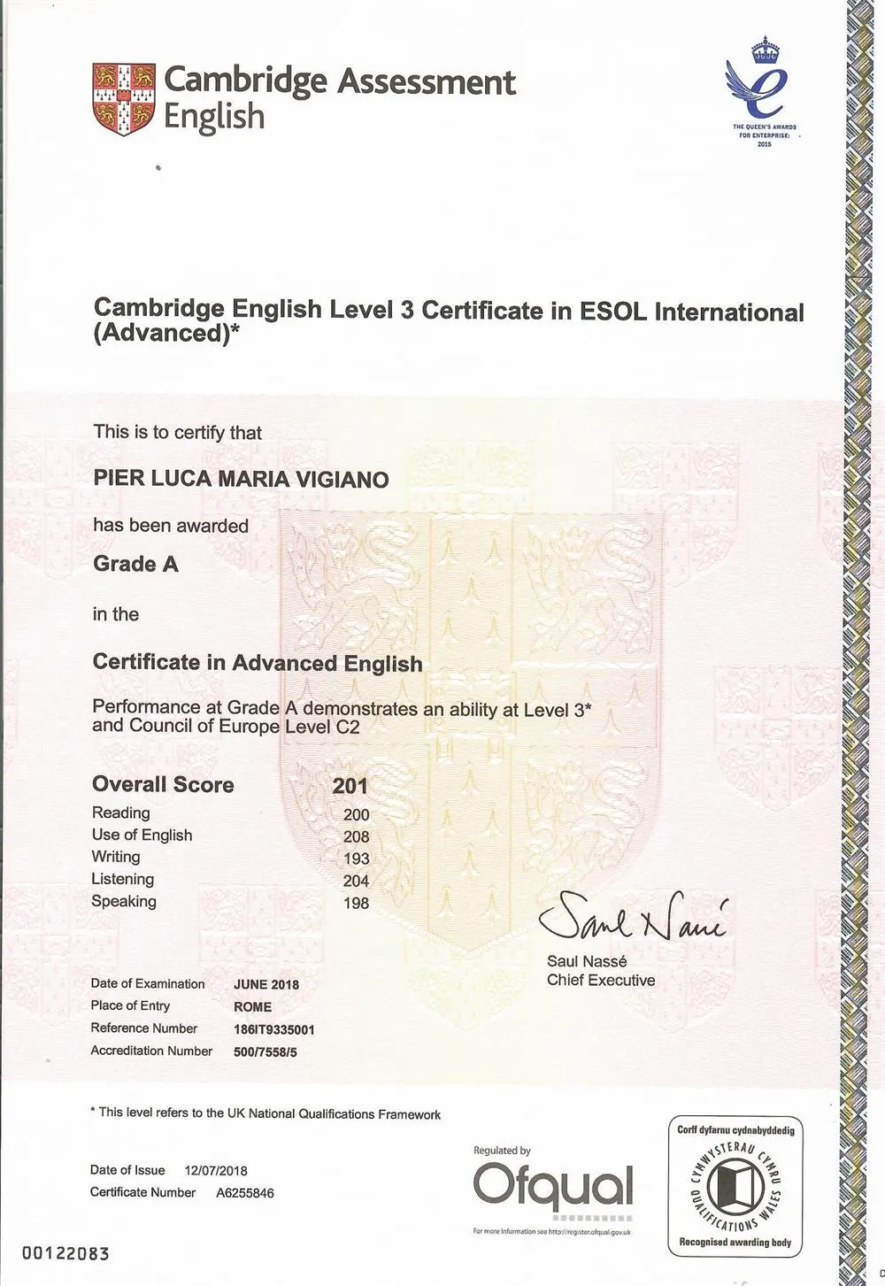 Cambridge Certificate