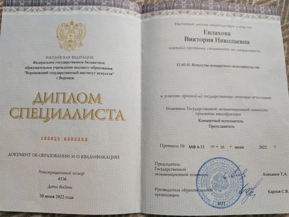 Диплом о высшем образовании ВГИИ