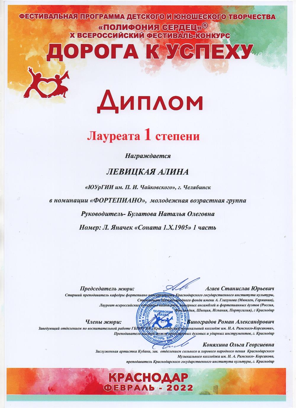 Диплом Лауреата I степени