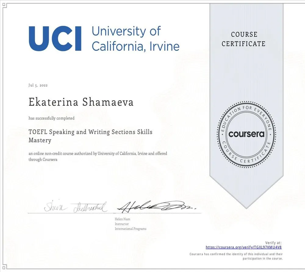 TOEFL Speaking and Writing Skills Mastery