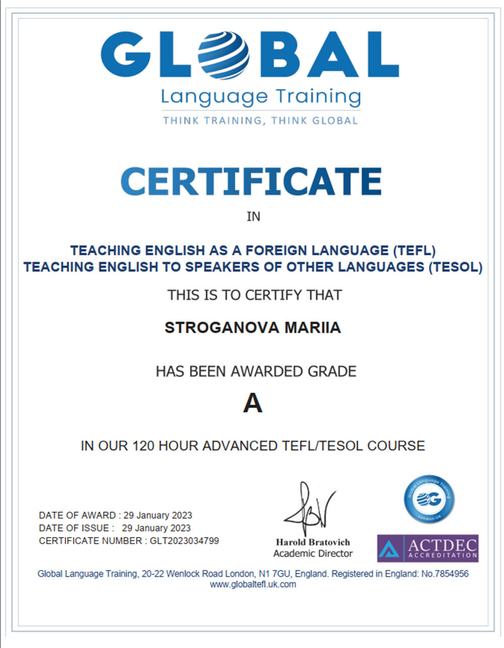 TEFL - TESOL certificate