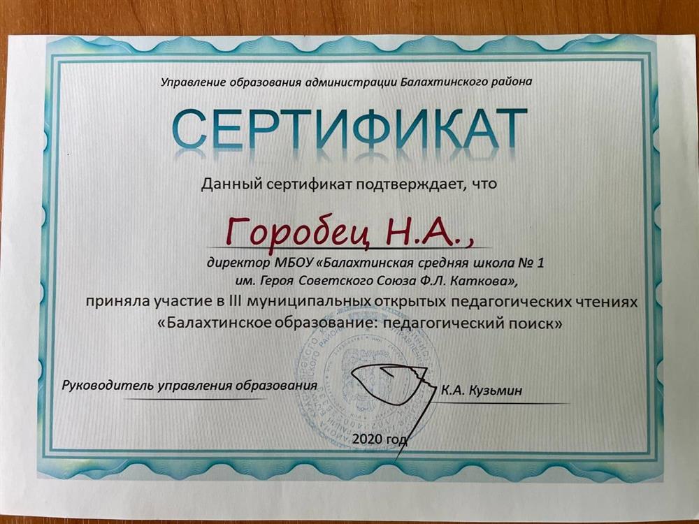 Сертификат члена экспертной группы
